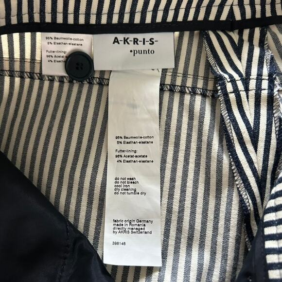 NWT Akris Punto Faye Boot-Cut Striped Denim Pants Size 6 Navy‎ & Cream Nautical - Picture 10 of 16